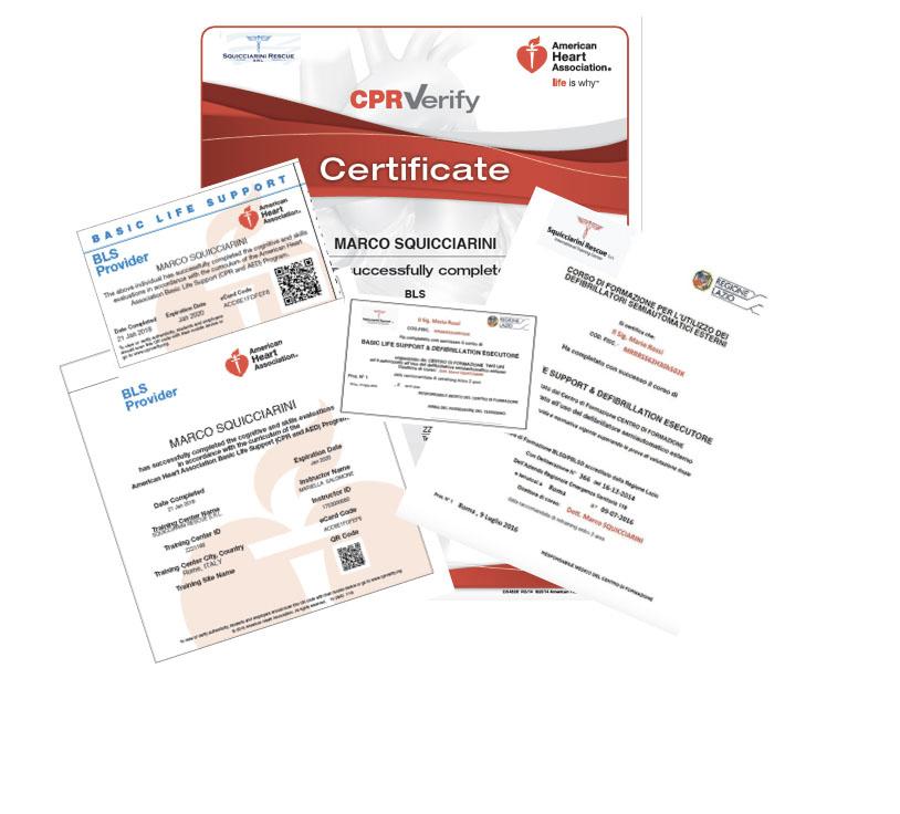 IL PROGRAMMA Ogni OPERATORE formato riceverà il giorno del corso il seguente materiale dell American Heart Association: BLS-HS-AHA AED MANUALE STUDENTE (BLSd-HCP o Heartsaver) una pocket mask un