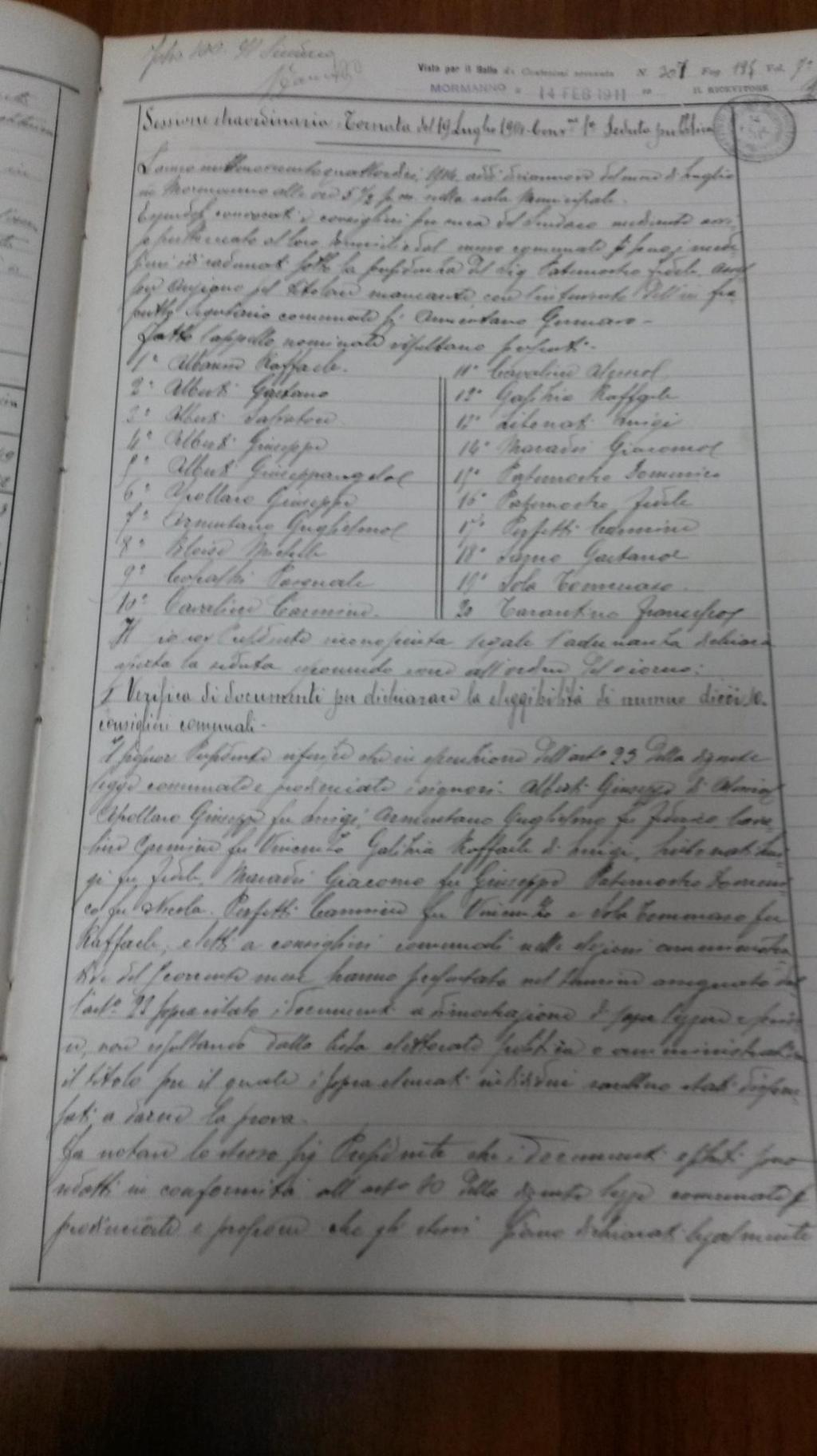 Delibera del Consiglio Comunale del 19 Luglio 1914 contenente la sua nomina a Sindaco: Il Consigliere Gaetano Avv. Alberti Gaetano dichiara di astenersi dal prendere parte alla presente deliberazione.