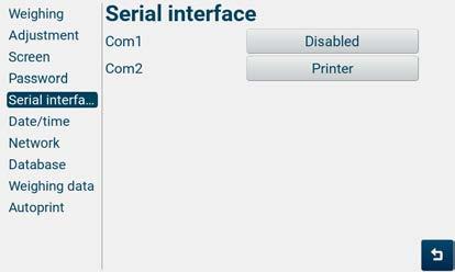 Premere il pulsante <Configurazione tecnica Interfaccia seriale Com>.