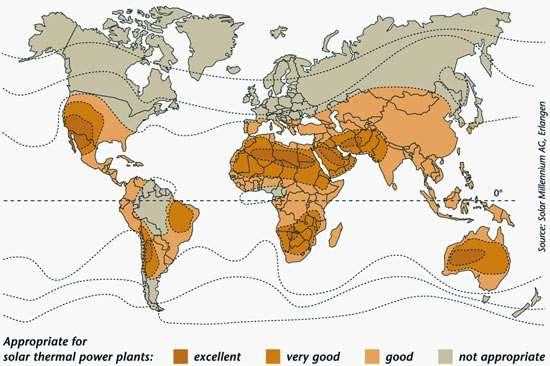 Le Regioni adatte al solare a concentrazione SPAGNA 45 impianti