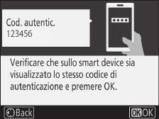 6 Fotocamera/smart device: confermare che la fotocamera e lo smart device visualizzino lo stesso numero a sei cifre.