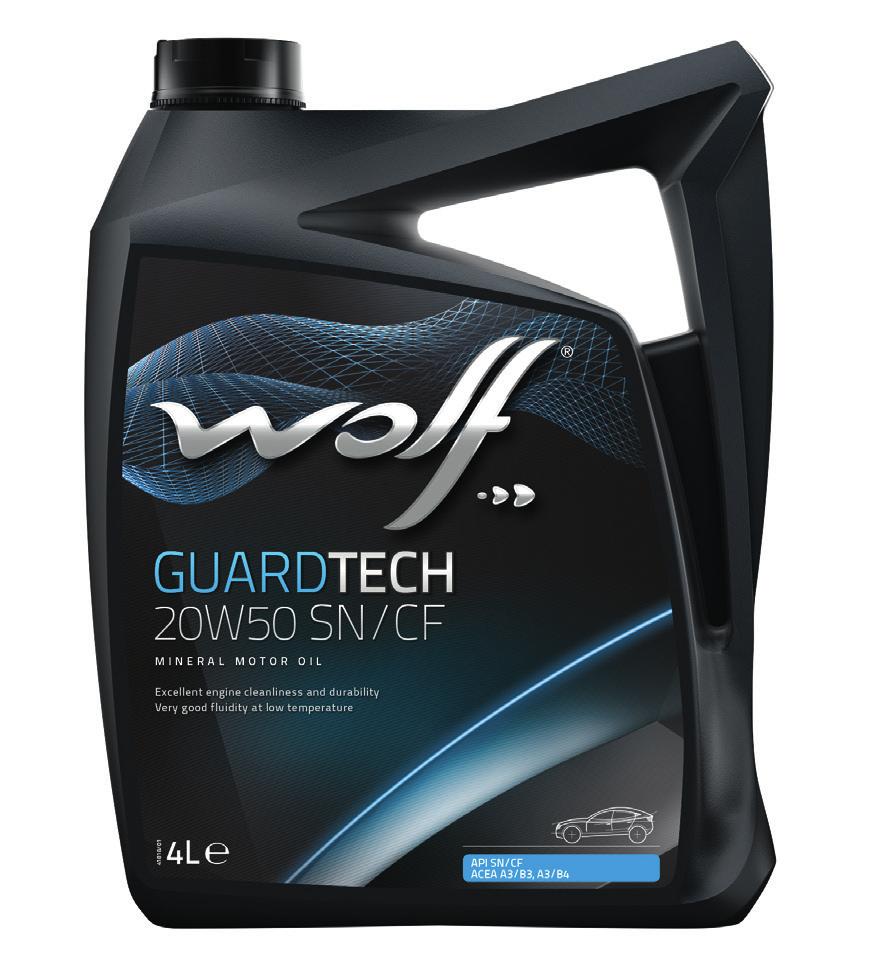 NUOVI PRODOTTI MARZO 2015 PASSENGER CAR NUOVO WOLF GUARDTECH 20W50 SN/CF BENIFICI Introdotto specificamente per il mercato Latino Americano. 16147 ACEA: A3/B3-10 ACEA: A3/B4-08 API: SN/CF MB: 229.