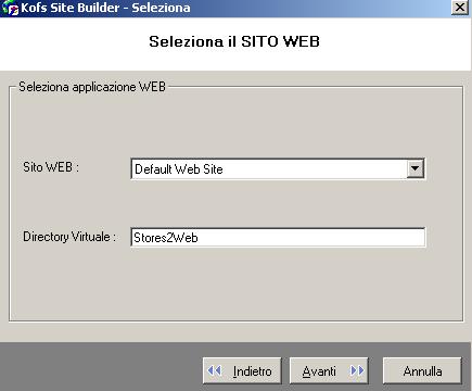 Selezioniamo quindi il profilo del nostro sito, eseguiamo il login, dopodichè procediamo con la creazione del sito utilizzando i parametri