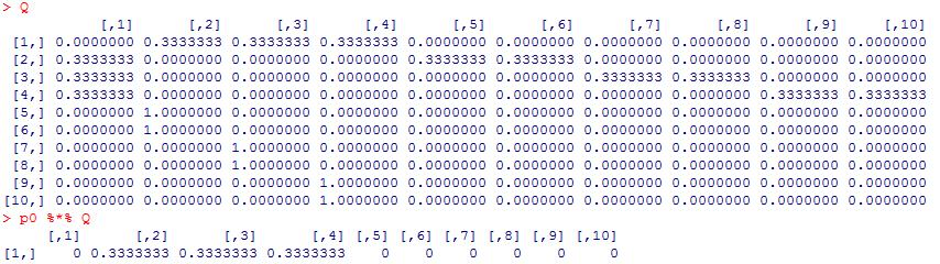 FASE : per ogni riga moltiplico il valore presente in p0 per l intera riga di Q. Ottengo una matrice.