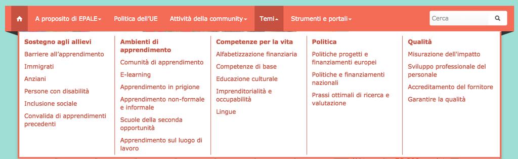 Carica: consente di caricare materialmente il file nel server di EPALE, selezionandolo Link: consente di indicare un link