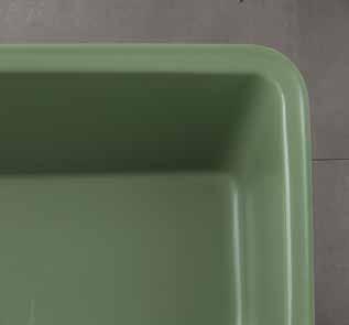 Wynn ceramic wash basin 70x40x h 25 cm - Bamboo Matt Green. 2. Portasciugamani in acciaio inox 63,5xh 8,5 cm.