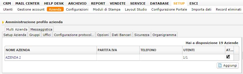 3. Se presente una struttura multiaziendale, si configurano le n aziende dal