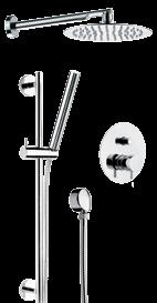 Shower set composed by: Art A578CM20 A552CM30: Ultra slim stainless steel mirror polished shower head Ø20 with arm in brass cm 30.