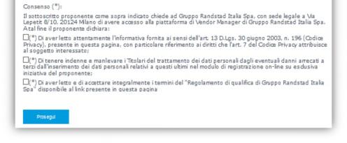 utente; da compilare almeno tutti i campi