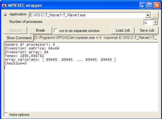 L output del programma mostra informazioni sul numero dei processori istanziati (in
