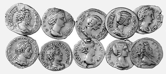 4 denari: Traiano, Adriano, Elagabalo e A.