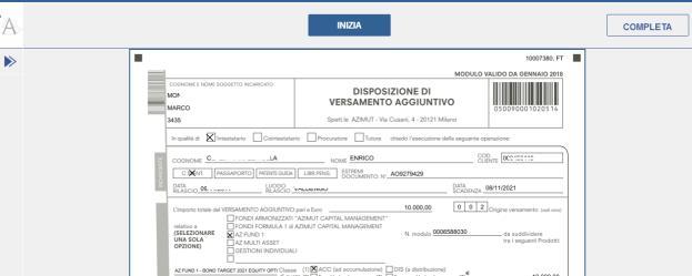 Firma disposizioni Il cliente che risulti prossimo firmatario può firmare il modulo d ordine desiderato, selezionando il flag di DICHIARAZIONE DI PRESA VISIONE e selezionando il tasto AVANTI Nel caso