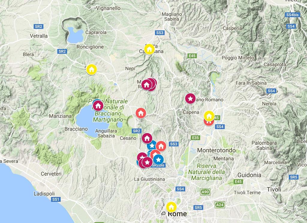 Itinerari previsti, in pdf e online: 1. In viaggio tra Veienti, Falisci e Capenati; 2. In viaggio con i Romani; 3. Il viaggio devozionale; 4.