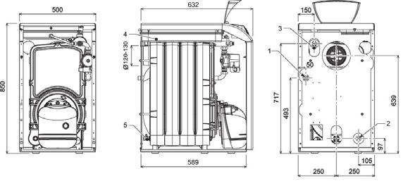 > ATLAS D UNIT DATI TECNICI > PUNTI DI FORZA Generatore ad alto rendimento a basamento con bruciatore ad aria soffiata a combustibile liquido a tre giri di fumo con camera di combustione bagnata per