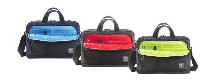 39 BRIEFCASE TECH PS081 black/ green blue/ light blue dark grey/ red 15.