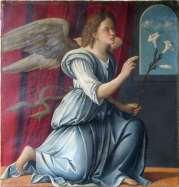 Iako su u slikarstvu ovog razdoblja već postojala najrazličitija uprizorenja te teme, Girolamo prikazuje Bogorodicu poniznu na klecalu