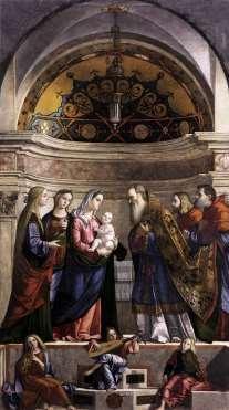 - 145 - Ciklus na predeli nastavlja se prizorom obrezanja Kristova. Nalazi se prije slike s prikazom pohođenja, kronološki vezanoga za razdoblje Marijina života prije Kristova rođenja. sl. 103 Girolamo da Santa Croce, Obrezanje Kristovo IV.