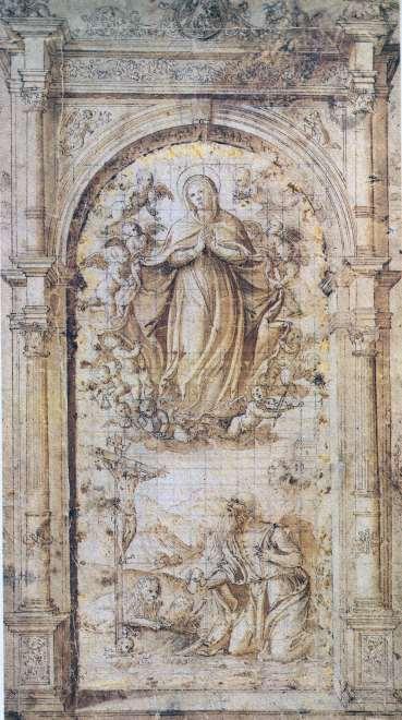 - 186 - sl. 133 Girolamo da Santa Croce, Crtež za zastavu bratovštine (?) Uznesenje Bogorodice i sv.