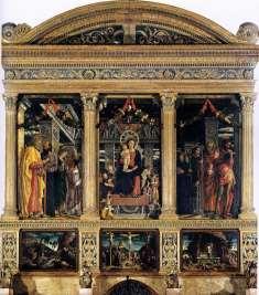 - 210 - imaju već od početka svoju varijantu s polukružnim zaključkom kao na triptihu Gattamelata (sl. 128). 438 sl. 146 Mantegna, poliptih San Zeno, San Zeno, Verona sl.