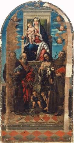 - 299-18 Pazin, franjevačka crkva Pohođenja Marijina slike na glavnom oltaru Girolamo da Santa Croce 1536. Bogorodica s Djetetom na prijestolju, sv. Franjom Asiškim, sv. Josipom, sv.