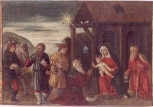 Poklonstvo mudraca (30 x 45 cm), Obrezanje Kristovo (30 x 45 cm), Bijeg u Egipat (30 x 45 cm) nosilac: platno Na četiri slike