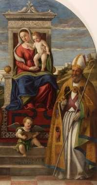 - 54 - košljunskoga poliptiha. Na njoj Girolamo zadržava tradicionalnu shemu quattrocentističke jednodijelne slike polukružnog zaključka na kojoj je naslikana Sacra Conversazione.