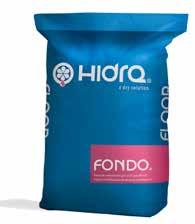 Hidra FLOOR fondo Hidra FLOOR finitura Rasante fibrato per sottofondo a base di sabbia silicea c.a. Ø 1,8-1,5 mm costituisce la base del ciclo specifico di impermeabilizzazione terrazzi e pavimenti.