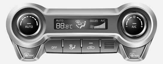 Manopola regolazione temperatura b Pulsante AUTO (controllo automatico) c Display climatizzatore d Manopola regolazione velocità ventola e OFF f Pulsante sbrinatore