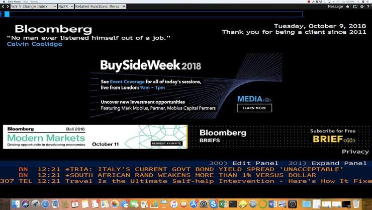 nic a b rri Figure 1 - Bloomberg Terminal Window Notes: This image captures a typical Bloomberg Terminal window after login.