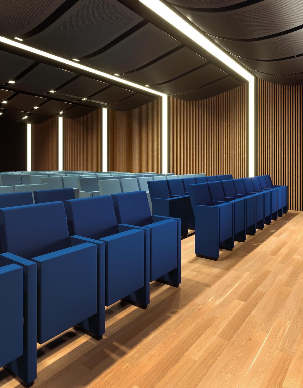 molte situazioni e configurazioni. Seating collection for auditorium and conference rooms.