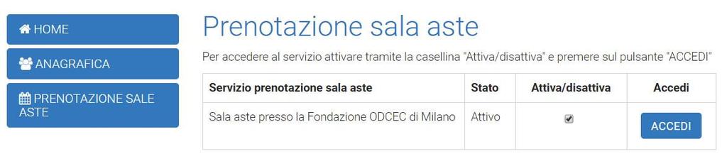 È previsto un calendario di prenotazione relativo alla sala d aste istituita presso la Fondazione dell Ordine dei Dottori Commericialisti di Milano dedicata alle vendite telematiche.