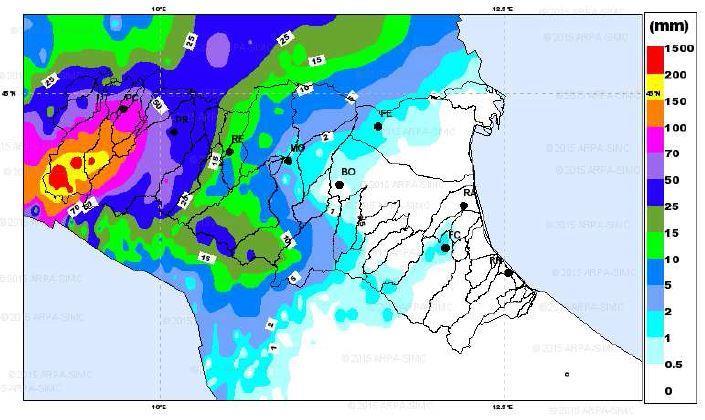 L ALLUVIONE DEL 14/09/2015 SUL BACINO DEL FIUME NURE Causata da un evento di precipitazione eccezionale nei bacini montani di Trebbia, Nure e Aveto con cumulate oltre i 200 mm/6h (tempo di ritorno