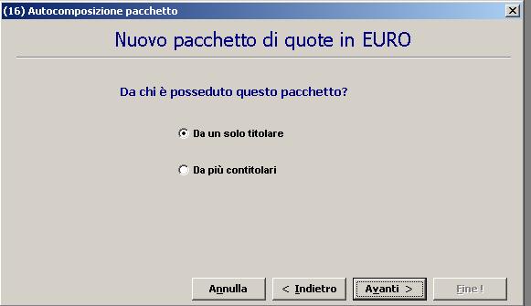 A questo punto il programma ci chiede se la quota è di un unico titolare o in