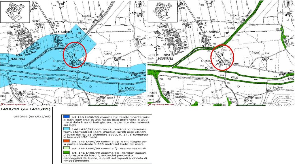 2.2 Stato attuale 2.2.2 Analisi dei livelli di tutela 2.2.2.1 Sistema dei vincoli 2.2.2.2 Strumenti della pianificazione: PTCP della Provincia di Arezzo e Piano Strutturale 2.2.2.1 Sistema dei