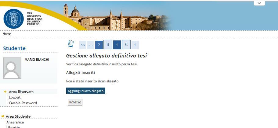 Il primo allegato da inserire è il file definitivo della Tesi di Laurea