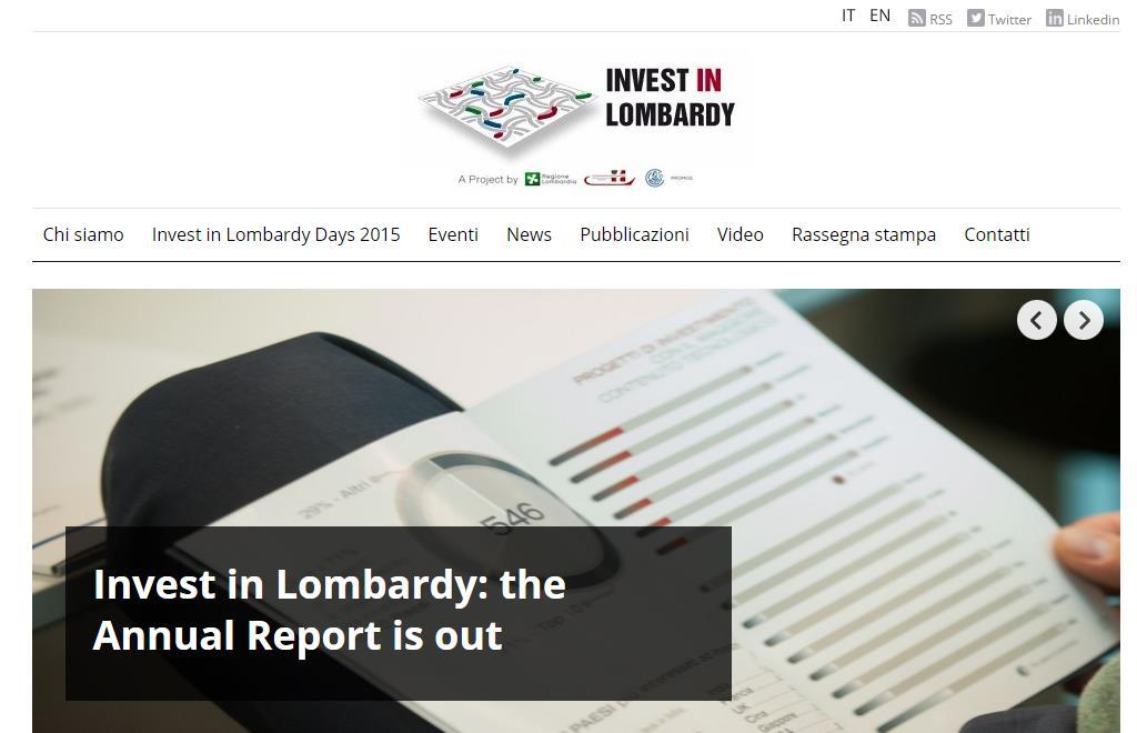 Visibilità del profilo del partner sui siti collegati a Invest in Lombardy,