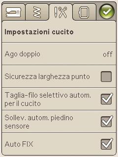 IMPOSTAZIONI CUCITO dimensioni di un ago doppio, la larghezza di tutti i punti una placca ago o un piedino per punto dritto.