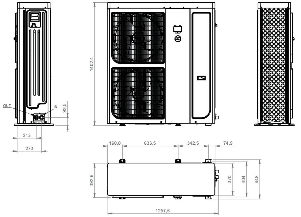 POMPE DI CALORE Dimensioni e ingombri PK INVERTER 12-15 1402 OUT IN 93 213 273 169 633 343 75 393 370 404 448 1258 Curva caratteristica circolatore PK INVERTER 06-09 Curva caratteristica circolatore