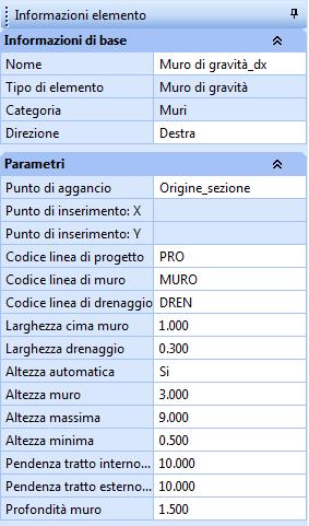 - pendenza tratto interno; - pendenza tratto esterno; - pendenza sbancamento; - profondità muro.