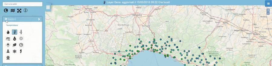 Alla voce STAZIONI vi è la possibilità di selezionare una delle diverse variabili meteorologiche