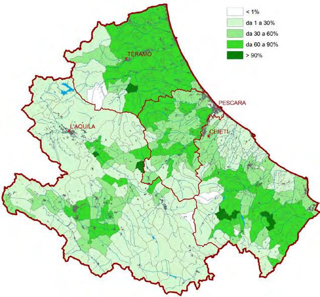 SEMINATIVI Figura 8 Percentuale di seminativi sul totale di SAU nel 2010 LE COLTIVAZIONI La coltura dei seminativi (cereali, legumi, piante industriali, ecc.