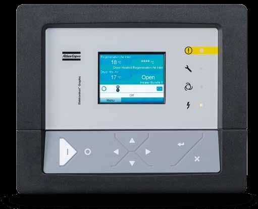 CONTROLLO E MONITORAGGIO AVANZATI Il sistema di controllo Elektronikon di Atlas Copco monitora continuamente il vostro essiccatore a sostanza igroscopica AD o BD per