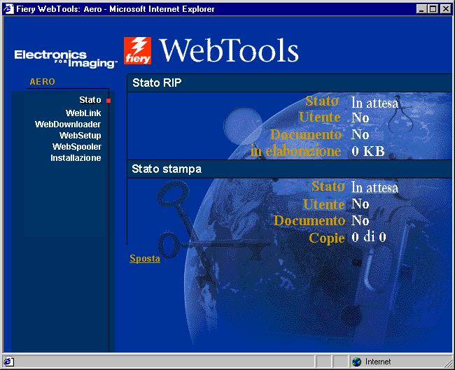 7-3 Accesso a Fiery WebTools Controllo dello stato di Fiery EX2101 con Fiery WebStatus È possibile utilizzare Fiery WebStatus per controllare i lavori in corso di elaborazione e stampa.