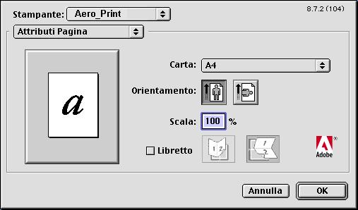 2-2 Stampa da computer Mac OS PER IMPOSTARE LE OPZIONI E STAMPARE CON IL DRIVER DI STAMPA ADOBEPS 1.