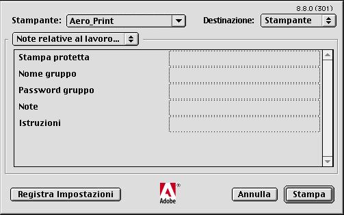 2-4 Stampa da computer Mac OS 7. Selezionare Note relative al lavoro Fiery.