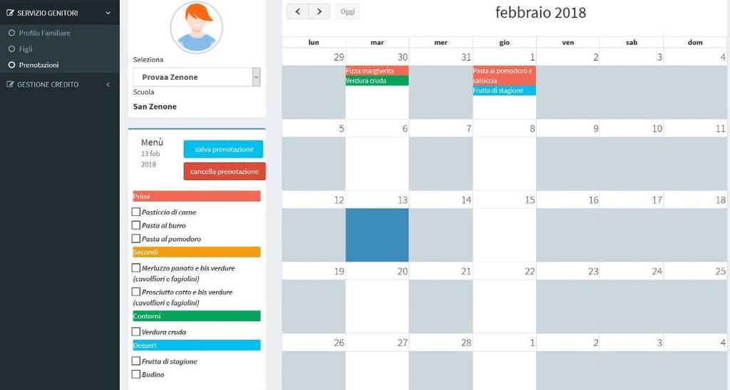 Cliccando il giorno desiderato, appariranno a sinistra i piatti previsti dalla cucina (Figura 10). 4.