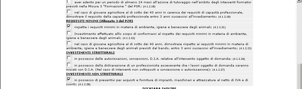 Sezione II Consistenza zootecnica In questa sezione il richiedente deve specificare il numero di