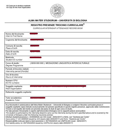 4) REGISTRO PRESENZE Dopo l approvazione della Commissione, lo studente deve scaricare il programma di tirocinio, firmarlo, raccogliere la firma del referente della struttura ospitante e una