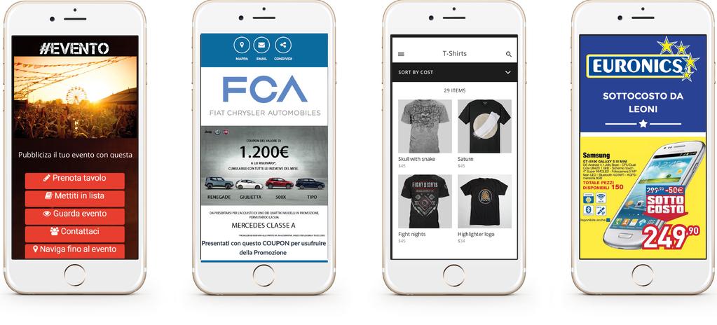 Alcuni esempi di landing mobile LEAD COUPON E-COMMERCE DRIVE TO STORE