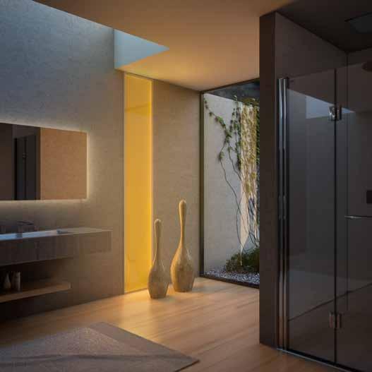 DLIGHT LUCE DA BAGNO E DA SOGGIORNO MODELLI PANORAMICA Novità: disponibile anche con telaio di montaggio in parete e set di guarnizioni opzionale IP 67 Luce a LED da bagno e da soggiorno Raffinato